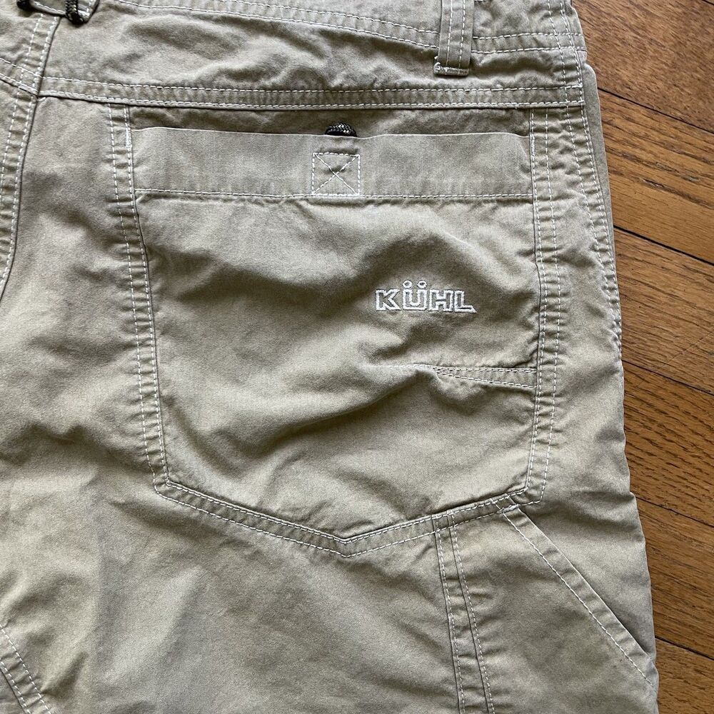 Kuhl Men’s Shorts Size 32 Vintage Patina Dye Tan Beige Hiking Camping Cargo Work - Picture 11 of 12